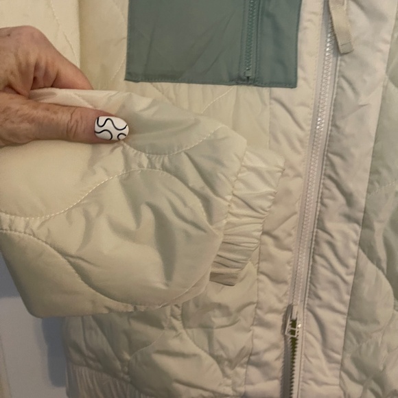 Universal Thread Full Zip Sherpa Nylon Jacket Cream Teal - Picture 8 of 14